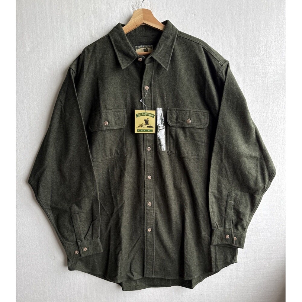 NWT VTG Field & Stream Men’s 2XL Green Chamois Heavyweight Button Down Shirt 90s